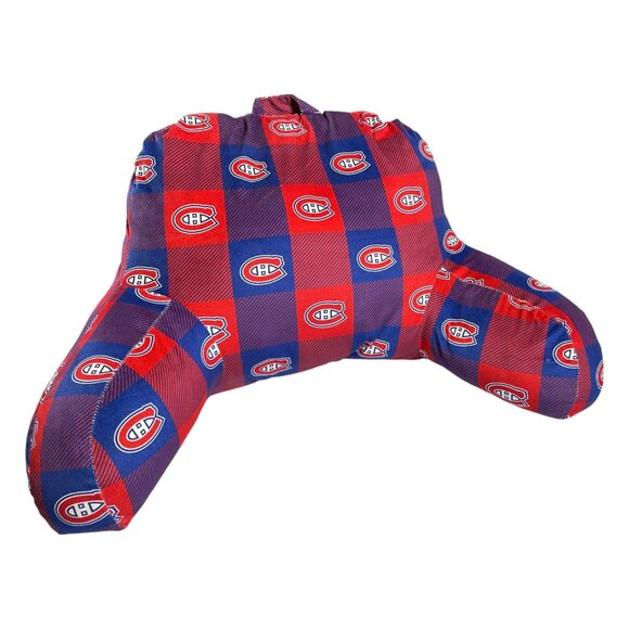 NHL Montreal Canadiens Backrest Pillow for reading Red/Blue Plaid — One Size - Picture 1 of 8